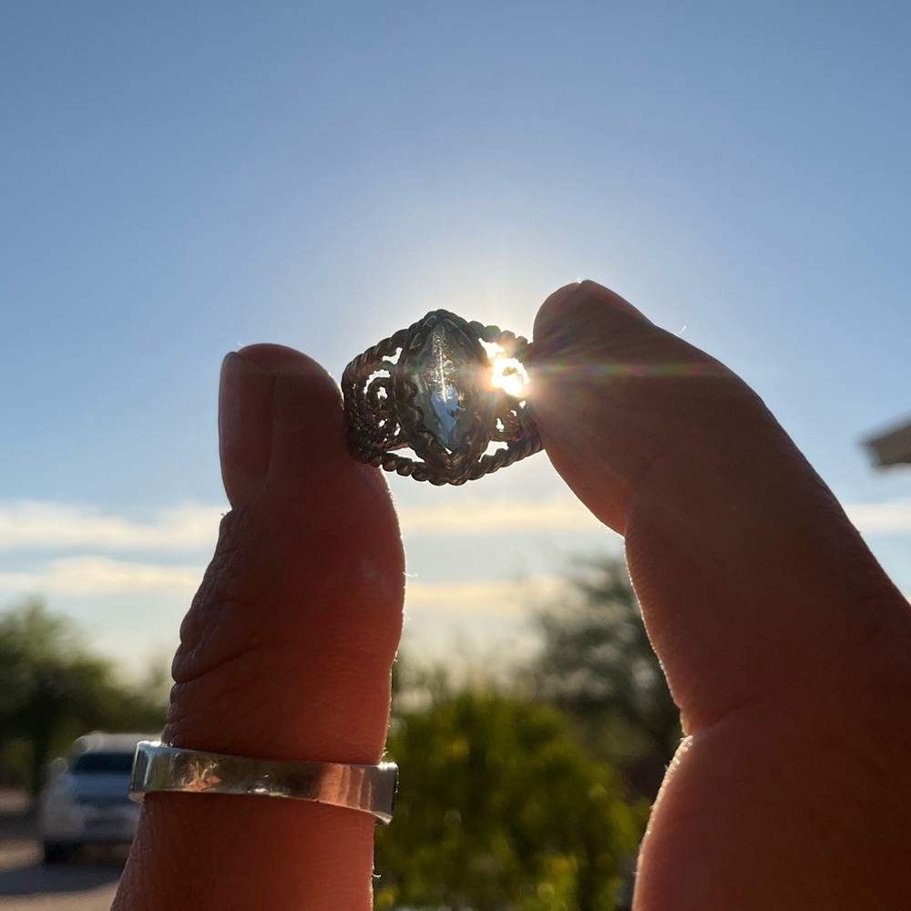 VNTG Aquamarine and Sterling Silver Ring - Picture 2 of 6